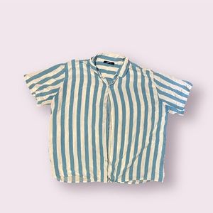 3XL Fashion Nova Striped Camp-Collar Button Down